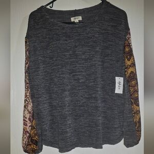 NWT Style And Co Gray Sweater With Boho Sleeves, Size S